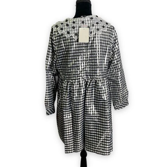 Sister Jane Glint Check Smock Dress in Black and Silver with Collar Detail - Picture 3 of 12